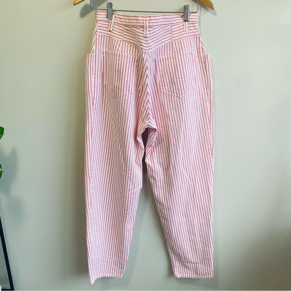 Tangerine Pink and White Cotton Pants - Picture 2 of 5